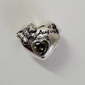 Sterling Silver 925 August Peridot Heart Charm Pendant
